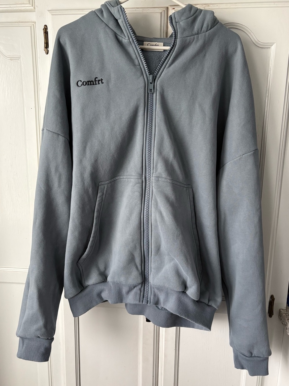 Comfrt Light Blue Full-Zip Hoodie with Hood
